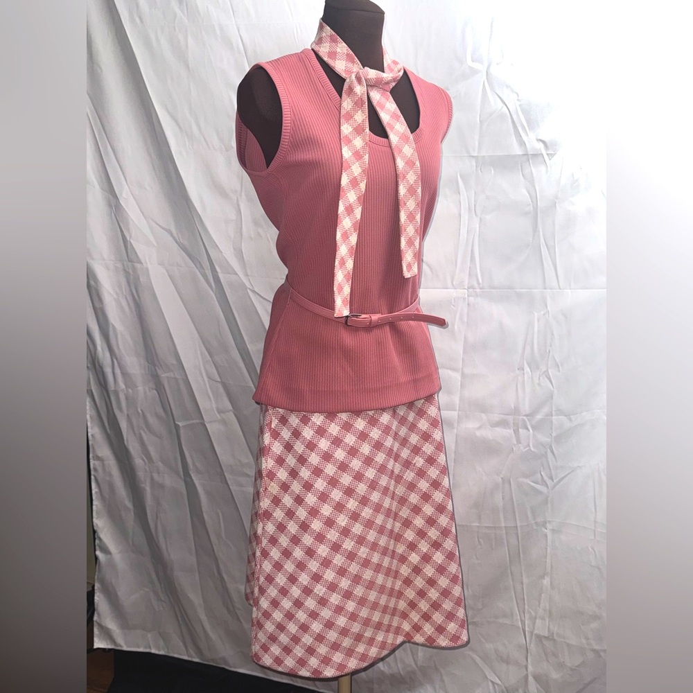 70’s Vintage Women's Skirt, Top, Belt & Neck Tie